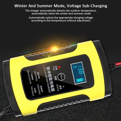 Chargeur de batterie de voiture de Moto 12 V 6A chargeur de stockage d'acide de plomb de réparation entièrement Intelligent affichage LCD de Moto Intelligent ► Photo 1/6