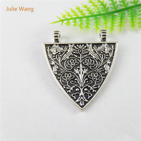 Julie Wang 5 pcs Antique Couleur Argent Charmes Simple Face Triangle Sculpté Suspension Pendentifs Bracelet Collier Accessory51515 ► Photo 1/5