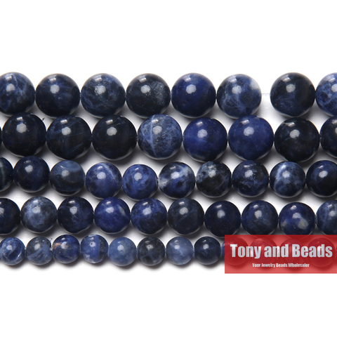 Pierre naturelle Sodalite bleue ancienne, perles rondes en vrac 15 