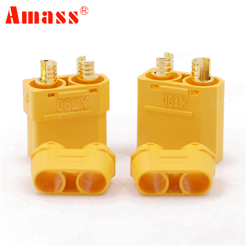Jeu de connecteurs de batterie Amass XT90, fiche banane plaquée or mâle femelle 4.5mm pour batterie modèle RC (2 paires), 4 pièces/lot ► Photo 1/6