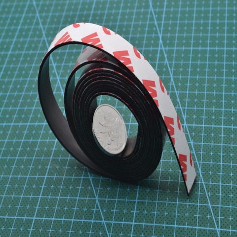 Bande magnétique auto-adhésive en caoutchouc Flexible, 1/2/5 mètres, 3M, largeur 6mm-30mm, épaisseur 1.5mm ► Photo 1/6