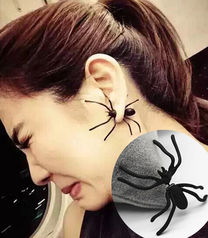 Boucles d'oreilles 3D 1 pièce, boucles d'oreilles en forme d'araignée noire, Punk, Unique, cadeaux d'halloween pour femmes, tendance 2016 ► Photo 1/5