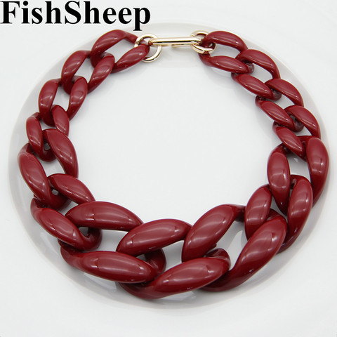 Collier ras du cou en poisson pour femmes, rouge vin, acrylique, longue chaîne à gros pendentifs, bijoux, 2022 ► Photo 1/6