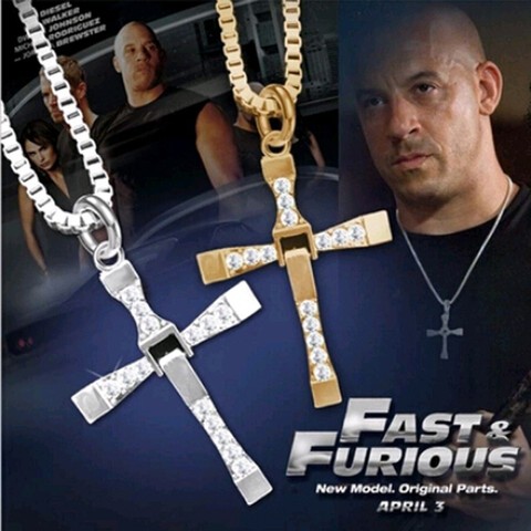 Colliers et pendentifs en or pour hommes, bijoux de film de mode, le Fast and Furious Toretto, collier classique avec pendentif en croix pour hommes ► Photo 1/6