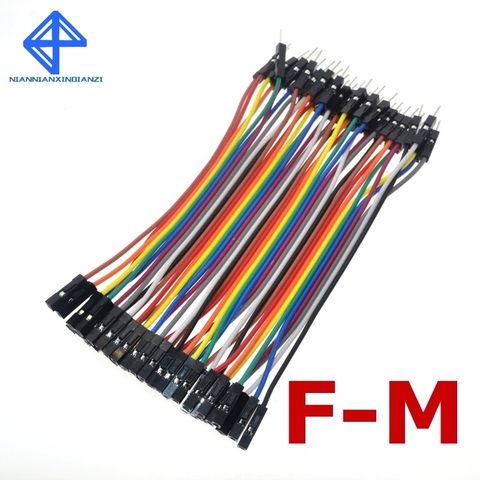 40 pièces 10cm 2.54mm 1pin 1p-1p mâle à femelle cavalier câble Dupont pour Arduino ► Photo 1/5