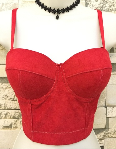 Nouvelle mode Faux daim Boho Hippie Corset Bralet femmes Bustier soutien-gorge boîte de nuit fête recadrée haut grande taille ► Photo 1/6