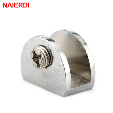 4 pcs NAIERDI Demi Rond En Verre Pinces Avion Alliage de Zinc Étagères Soutien Deux Trou Coin Support Clips Pour 8mm meubles Matériel ► Photo 1/6