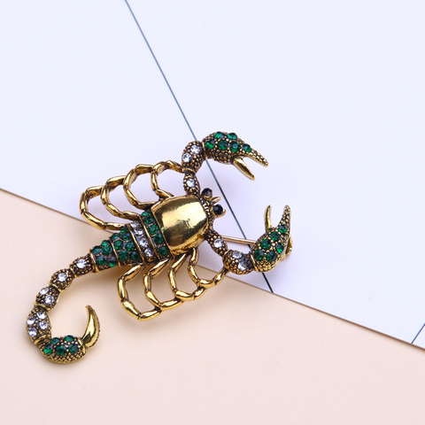 Broche insecte scorpion, épingle à revers en métal pour hommes, bijoux et cadeaux, strass ► Photo 1/4