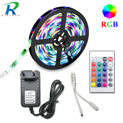 5 m 10 m 15 m 20 m SMD 2835 RGB LED lumière de Bande flexible led bande diode ruban étanche 220 v 24key contrôleur DC 12 v adaptateur ensemble ► Photo 1/6