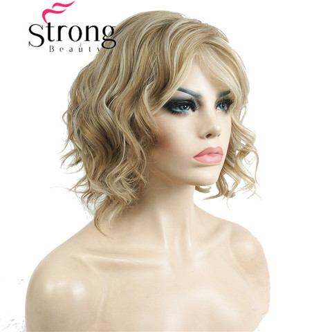 Strong beauty-perruque synthétique complète courte ondulée, perruque ombrée Blonde à haute température pour femmes ► Photo 1/1