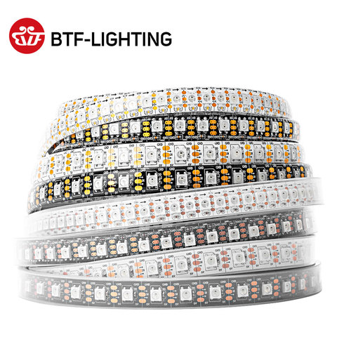 Bande lumineuse RGB LED, adressable individuellement, noir/blanc, PCB IP30/100/144 5V, 1m 2m 4m 5m, WS2812B, 30/60/74/96/65/67 pixels/diodes/m ► Photo 1/6