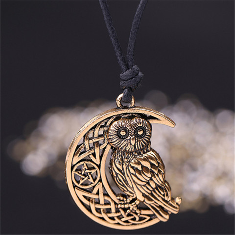 Skyrim – collier avec pendentif hibou Wicca, déesse croissant de lune, pentagramme païen amulette Talisman pour femmes et hommes, 2022 ► Photo 1/6