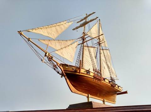 Matériel épais rétro échelle 1/96 classiques Antique en bois voile bateau maquettes kits HARVEY 1847 en bois bateau kit d'assemblage ► Photo 1/4
