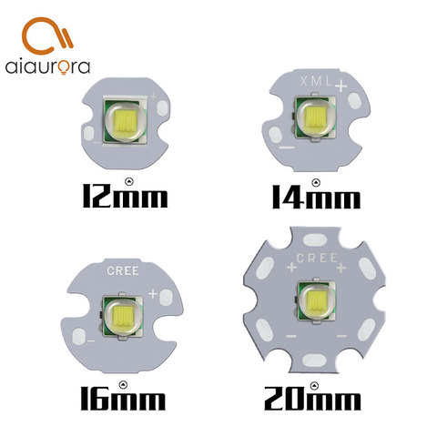 Diode émettrice à led avec 12mm 14mm 16mm 20mm, pièces XML CREE XM-L, LED U2 10 W, blanc chaud, haute puissance ► Photo 1/6