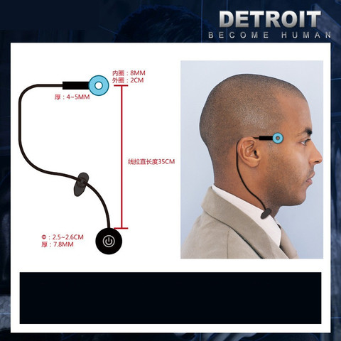 Detroit: devenir un Cosplay humain, RK800, lumière LED de Temple sans fil, lumière scintillante, état de Kara, anneau, tête circulaire, accessoires LED ► Photo 1/6