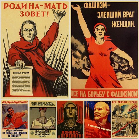 Affiche de propagande politique de seconde guerre mondiale leniniste de l'union soviétique, CCCP, affiches classiques en papier Kraft, décoration murale ► Photo 1/6