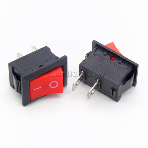 Mini interrupteur à bascule rouge 15x21, 10 pièces, KCD1-101, 2 broches, 6a/250V, ON-OFF, 15x21MM ► Photo 1/3