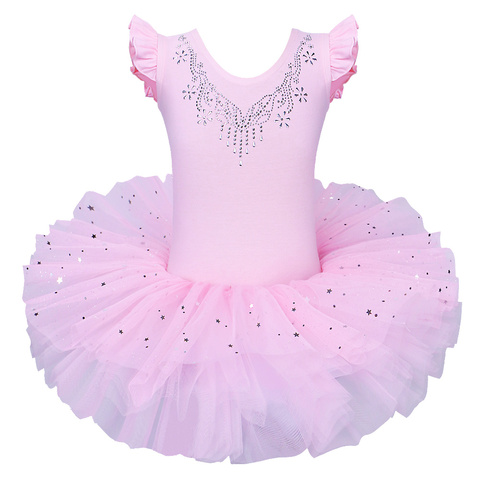 BAOHULU filles Ballet Tutu robe en Tulle sans manches gymnastique justaucorps diamant rose nœud motif Ballet justaucorps pour fille ballerine ► Photo 1/6