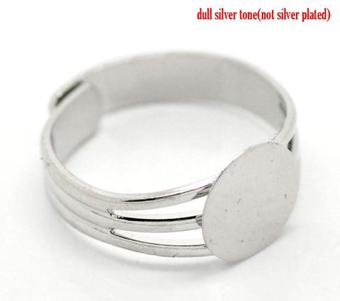 DoreenBeads – anneau réglable en cuivre de couleur argent, Base vierge de 18.3mm US 8(Pad:10mm), vendu par paquet de 10 ► Photo 1/3