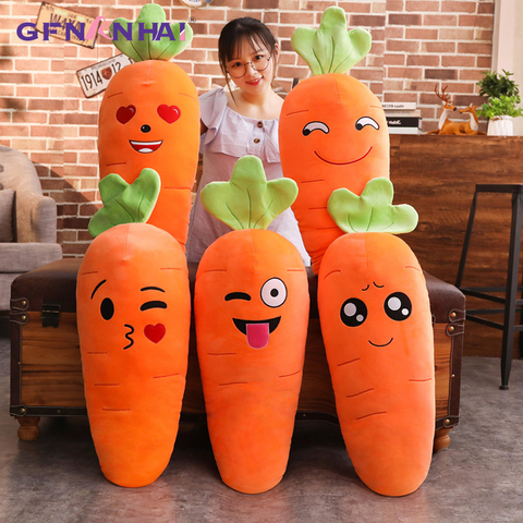 1pc 45/70/90cm dessin animé sourire carotte peluche jouet mignon Simulation légume carotte oreiller poupées peluches pour enfants cadeau ► Photo 1/6