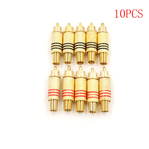 10 pièces/lot connecteur RCA prise mâle prise AV prises pour PC Audio vidéo soudage bricolage pièces or rouge noir métal ressort ► Photo 1/6