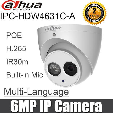 Dahua-caméra de surveillance dôme IP POE 6MP, étanche IP67, microphone intégré, système infrarouge (30m), modèle IPC-HDW4631C-A, ipc-hdw4431c-a hdw4431c-a ► Photo 1/5