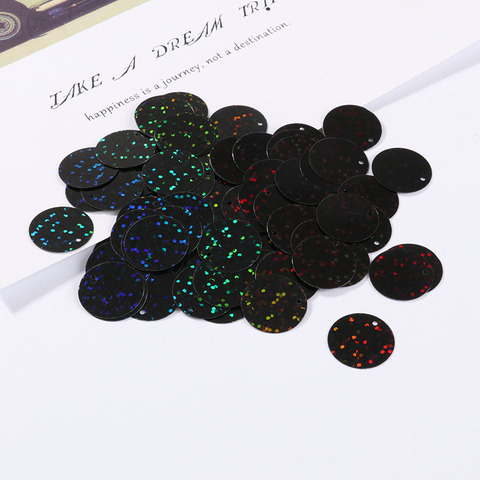 Ipaillettes Laser noir hologramme de 90 pièces/lot, Dia 20mm, grandes Paillettes rondes et amples, couture de mariage artisanat, accessoires pour vêtements ► Photo 1/6