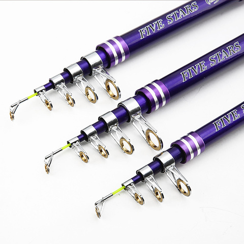 Tige de pêche en Fiber de carbone violette rebranchant avec Intercalation 2.1-3.6 m pôle télescopique d'alimentation dur ► Photo 1/6