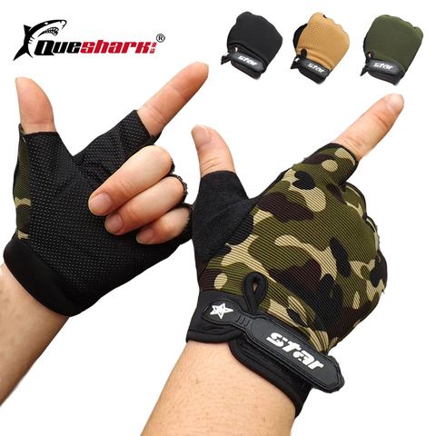 Nouveau tactique demi doigt gants de pêche anti-dérapant hommes Sports de plein air moufles Camouflage Airsoft tir chasse gants S-2XL ► Photo 1/6