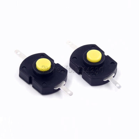 Interrupteur bouton pour lampe de poche, ON-OF18 x 13mm, 2 broches, bouton Central jaune parallèle, 10 pièces ► Photo 1/3