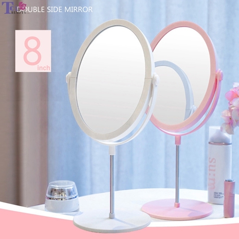 Miroir de maquillage plat Double face de 8 pouces, ovale, petit Portable, rose, miroir de princesse personnalisé, offre spéciale ► Photo 1/6