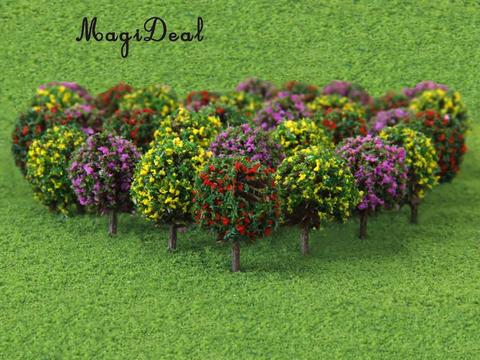 MagiDeal 30 Pcs/Lot mélangé 3 couleurs fleur modèle Train arbres boule en forme de paysage paysage 1/100 échelle pour chemin de fer enfants jouet ► Photo 1/6