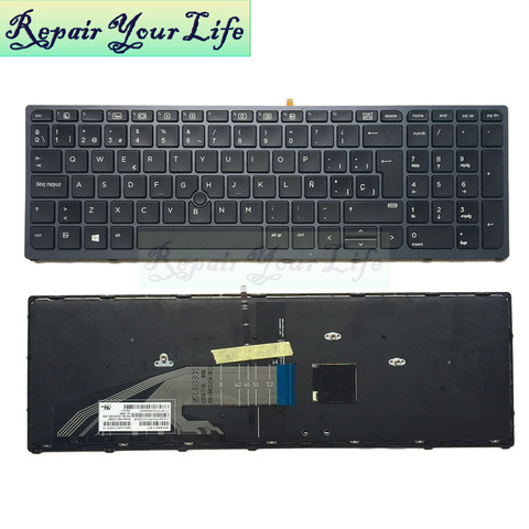 HP ZBOOK 15 G3 17 G3 SP, disposition originale et nouvelle avec cadre, clavier espagnol rétroéclairé ► Photo 1/6
