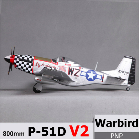 FMS – Mini avion Warbird P51 800 Mustang V2, P-51 MM, grande et belle poupée 2S 4CH PNP RC, modèle d'avion durable à échelle EPO ► Photo 1/6