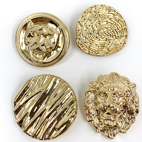 Boutons métalliques de tête de Lion | 22mm 25mm, 10 pièces/lot, pull doré de décoration, chemise, boutons, accessoires DIY, JS-0075 ► Photo 1/6