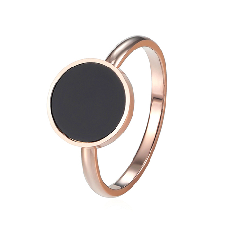 Nouveau Design marque anneau pour femmes titane acier noir émail trois large couleur or Rose beauté Anillos femelle anneaux bijoux cadeau ► Photo 1/6