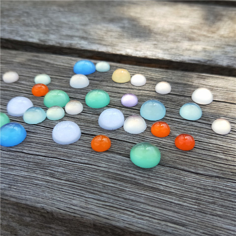 Cabochon en résine multicolore à dos plat, 4, 6, 8, 10 et 12mm, Faux œil de chat, caméo, pour fabrication de bijoux, artisanat à réaliser soi-même, 50 pièces/lot ► Photo 1/6