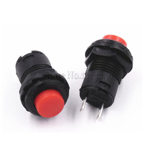 10 pcs Mini Petit Bouton Rond Rouge Vert Auto-verrouillage Push button Switch Verrouillage ON/OFF 12mm 3A 125 v 1.5A 250 v AC ► Photo 1/4