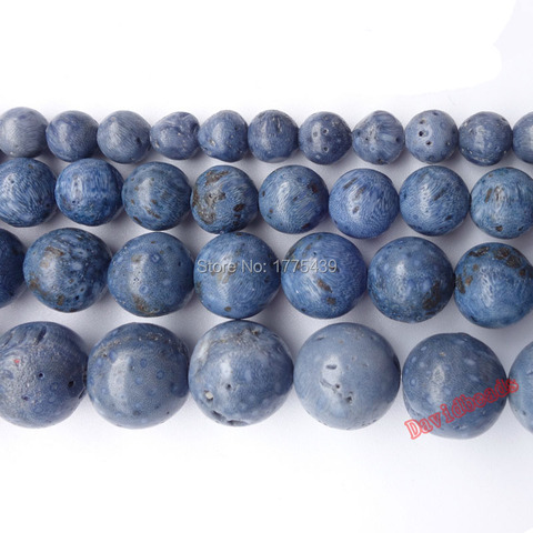 Perles de corail bleu en pierre naturelle, 6, 8, 10mm, livraison gratuite ► Photo 1/1