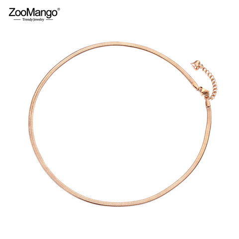 ZooMango – collier Simple en titane et acier inoxydable pour femmes, chaîne serpent, Style bureau, or Rose, cadeau de noël, ZN18065 ► Photo 1/6