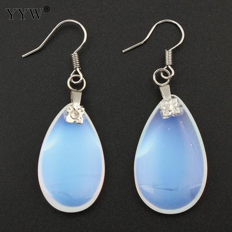 YYW gros bijoux Moonstone boucles d'oreilles en forme de goutte opale de mer blanche boucles d'oreilles pour femmes cadeau Brincos ► Photo 1/4