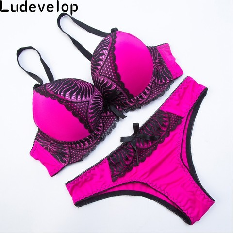 Ludevelop – ensemble de sous-vêtements en dentelle pour femmes, soutien-gorge Push up et culotte avec nœud, confortable, Lingerie en V profond, nouvelle collection ► Photo 1/6