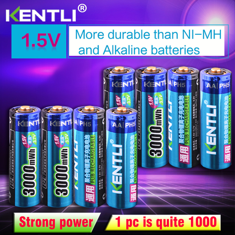 KENTLI 8 pièces tension Stable 3000mWh AA batteries 1.5V rechargeable aa batterie lithium polymère batterie pour caméra ect ► Photo 1/6