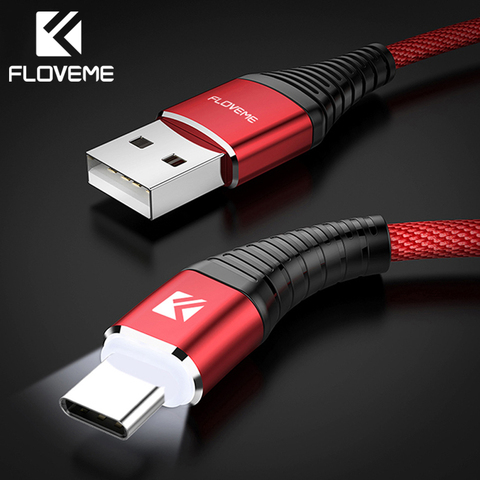 FLOVEME USB Type C chargeur câble pour Samsung Xiaomi lumière LED USB-C téléphone portable charge rapide type-c câble de données cordon pour Huawei ► Photo 1/6