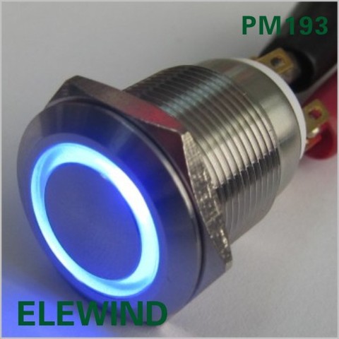 ELEWIND – interrupteur à bouton-poussoir SPDT 19mm avec lumière (PM193F-11ZE/B/12 V/S) ► Photo 1/1