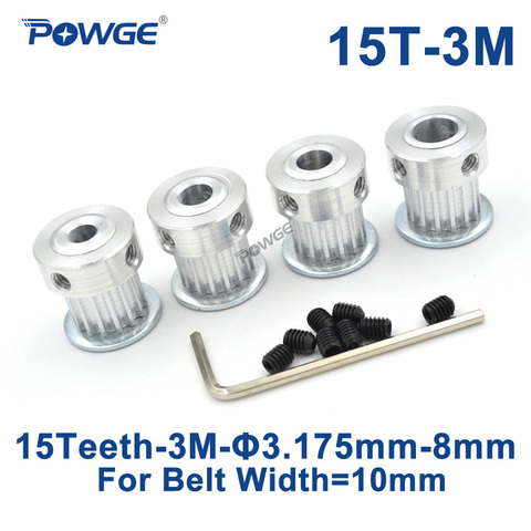 POWGE poulie synchrone 15 dents HTD 3M | Alésoir 3.175/4/5/6/6.35/7/8mm pour largeur 10mm 3M courroie de synchronisation, poulie HTD3M engrenage 15 T 15 dents ► Photo 1/6