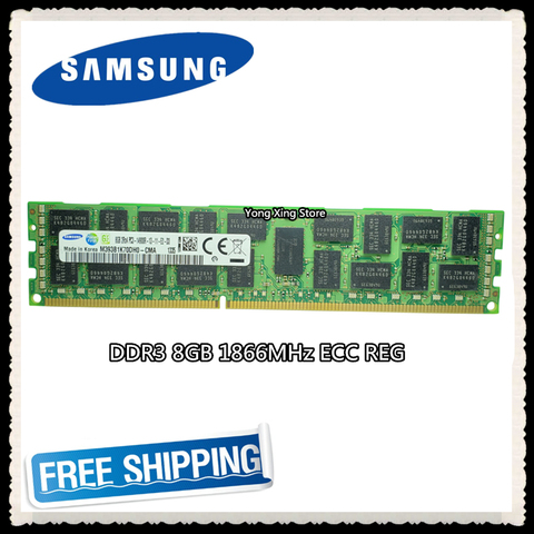 Samsung – mémoire de serveur, modèle DDR3 REG ECC 1866, capacité 8 go 16 go, fréquence d'horloge PC3-14900R MHz, RAM 2x4x58x79, format DIMM, RAM 14900 ► Photo 1/2