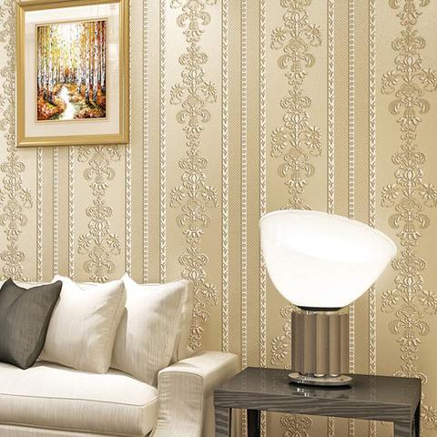 Rouleau De papier peint intissé à rayures verticales, motif Floral De luxe, Style européen, pour salon et chambre à coucher ► Photo 1/6
