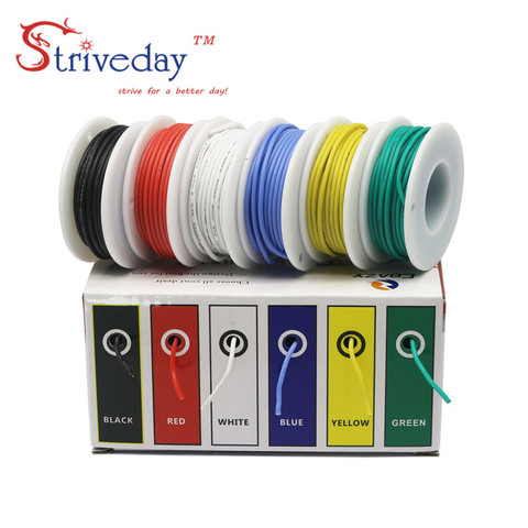 18AWG 30m Flexible Silicone caoutchouc câble fil toronné fils étamé cuivre ligne Kit mélange 6 couleurs fil électrique bricolage ► Photo 1/6