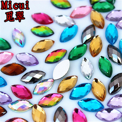 Micui – 100 pièces de strass œil de cheval de couleur mixte 5x10mm, gemmes acryliques à dos plat, pierres en cristal, perles Non cousues pour vêtements de bricolage MC320 ► Photo 1/6